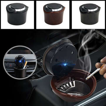 N15A Portable Car Ashtray With Blue LED Light Automatic Lights Up Smoke Cup Ash Tray (COLOR.: BLACK)