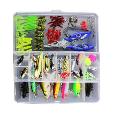 ZANLURE 101Pcs Fishing Lure Spinners Plugs Spoons Soft Bait Pike Trout Salmon+Box Set
