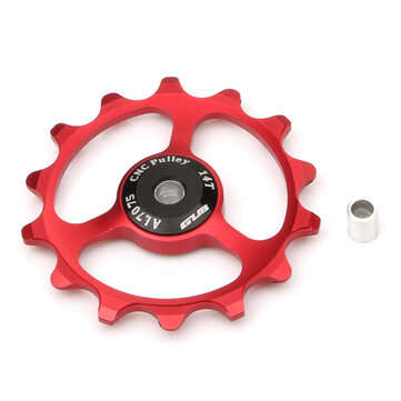 1Pc GUB 14T Tooth Bicycle Rear Derailleur CNC Aluminum Alloy Outdoor Bearing Tensio... (COLOR.: RED)