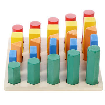 Kids Wooden Geometric Toys Shape Color Cognition Hand Eye Coordination Training Early Educational Pu