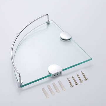 8mm Bathroom Corner Tempered Glass Shower Shelf Storage Soap Dish Rack Holder Wall-mounted Kitchen