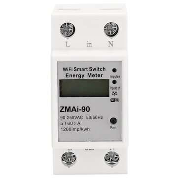 Single Phase Din Rail Wifi Smart Energy Meter Power Consumption Kwh Meter Wattmeter Support Smartlif