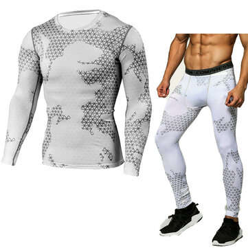 Men`s Sports Sets Joggers Sports Suits Quick Dry Gym Fitness Sports Tra... (SIZE: XL | COLOR: WHITE)