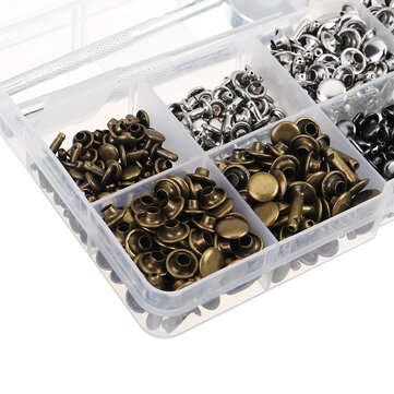 360Pcs Leather Rivets Double Cap Rivets Metal Fixing Tool With Punch Pliers Kit Craft Snap Fastener