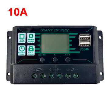 12V/24V 10A-100A LCD Solar Controller Dual USB DC Port Current Solar Charge Cotroller (CURRENT: 10A)