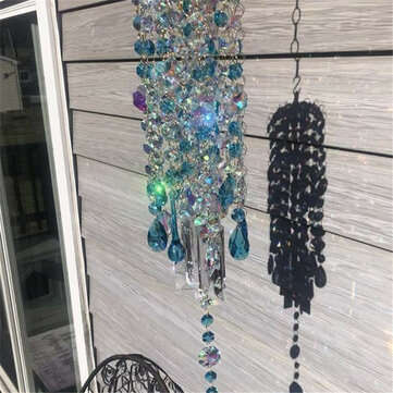 Blue White Crystal Wind Chimes Extended Version Free Cleaning Fuss-free Assembly Wind Chimes for Gar