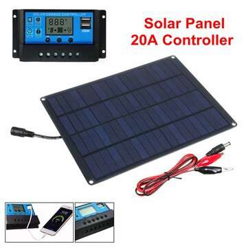 LEORY 5.5W 18V Solar Panel Monocrystalline Silicon Laminated Solar Panel w/ 10A/20... (CURRENT: 20A)