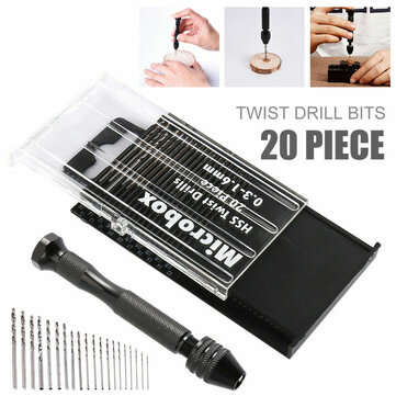 Mini Tiny Microo HSS TwIist Drill Bits Set 0.3-1.6mm Hand DIY Model Craft Tool Kit