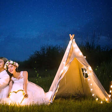 51`` White Height Canvas Kids Play Teepee Tent for Aged More Than 3 Years Old Playing Taking Picture