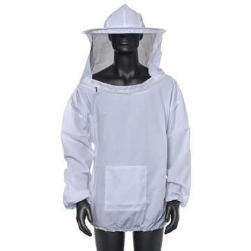Beekeeping Jacket Veil Smock Equipment Supplies Bee Keeping Hat Sleeve Suit (COLOR.: WHITE)