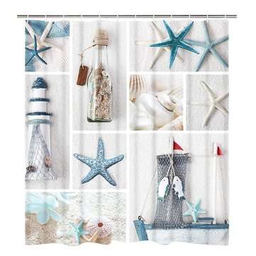 Summer Beach Starfish Bathroom Curtains Nordic style Print Mildew-proof Waterproof Shower Curtain fo