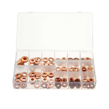150pcs Copper Diesel Injector Washer Seal Assortment Set Fuel Injector Seal Ring