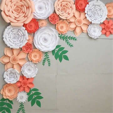 2 PCS Large Paper Flowers Backdrop Birthday Wall Decor Party DIY Decoration  (COLOR.: SILVER)