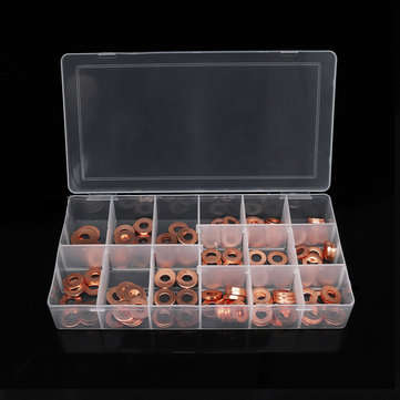150pcs Copper Diesel Injector Washer Seal Assortment Set Fuel Injector Seal Ring