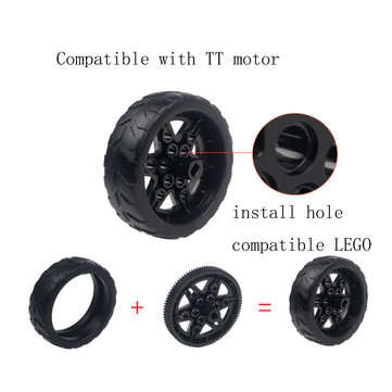 1 Pair Lobot 68mm Silicone Robot Car Wheels Compabible With TT Moter For DIY RC Robot Car