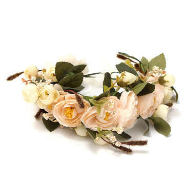 Garland Flower Crown Floral Women Hairband Headband Festival Party Decorations (COLOR.: WHITE)