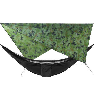 IPRee Camouflage Rain Fly Tarp and Camping Hammock with Mosquito Net Portable Ham... (COLOR.: BLACK)