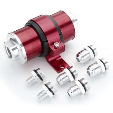 AN6 AN8 AN10 30 Micron Billet Aluminum Inline Fuel Oil Petrol Filter+Bracket Set (COLOR.: RED)