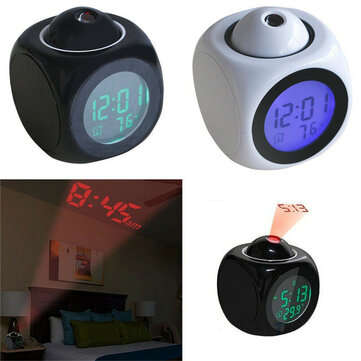 Digital Alarm Clock Wall Ceiling LED Projection Temperature Multifunction with Vo... (COLOR1: BLACK)