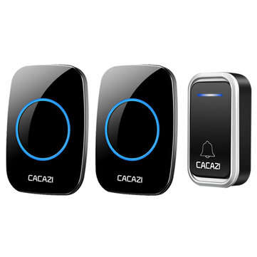 CACAZI A10F Waterproof Wireless Doorbell 300M Remote Door Bell ... (ADAPTOR: USPLUG | COLOR.: BLACK)