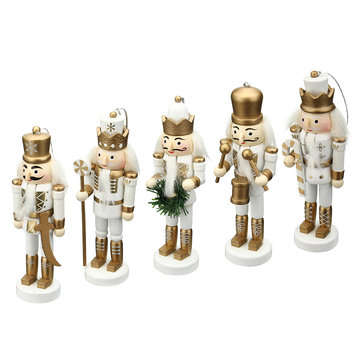 5Pcs Wooden Nutcracker Soldier Handcraft Puppet Doll Toy Ornament Christmas Gift Home Room Decoratio