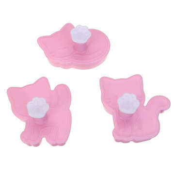 3Pcs/Set Cat Cookie Biscuit Plunger Cutter Fondant Cake Mold Baking Mould Kitchen Tools