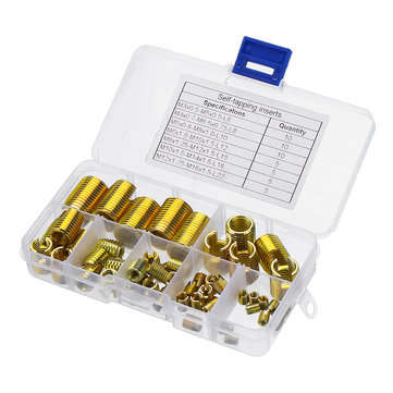 50Pcs/Set Carbon Steel M3-M12 Insert Self-tapping Thread Slotted Screw Thread Inserts Thread Nut Rep