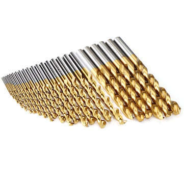 Drillpro 25Pcs Titanium Coated M42 Twist Drill Bit 8% High Cobalt HSS Drill Bit Set Industrial Grade