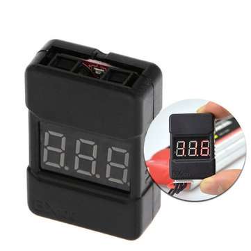 BX100 1-8S Lipo Battery Voltage Tester/ Low Voltage Buzzer Alarm/ Battery Voltage... (COLOR.: BLACK)