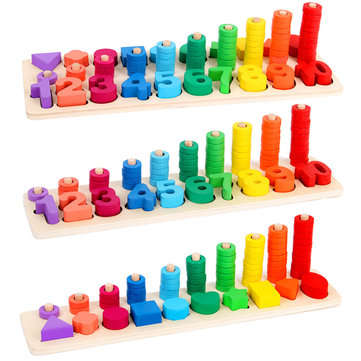 Wooden Math Toy Board Montessori Counting Board Preschool Learning Toys for Children ... (LETTER: A)