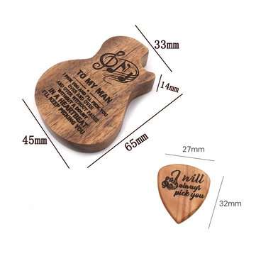 Wooden Guitar Pick Box Holder Collector with 2 PCS Wood Picks Guitar Picks Guitar Accessories