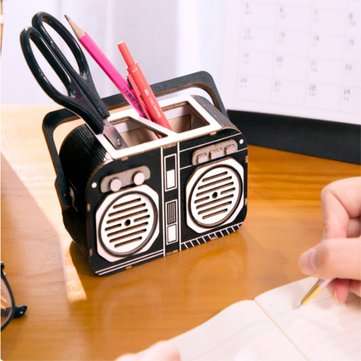 Robotime TG11 Creative Handmade DIY Assembled Desktop Decoration Music Time Storage Pen Holder Model