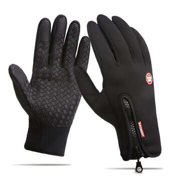 Men Women Touch Screen Skiing Gloves Winter Bike Warm Windproof Waterpr... (SIZE: M | COLOR.: BLACK)