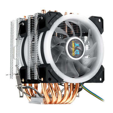 CPU Cooler 6 Heatpipe 4-Pin RGB 2x Cooling Fan For Intel 775/1150/1151/1155/1156/1366AMD