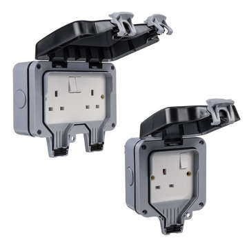 13A Waterproof Double Socket Plug Socket Box Electronic Switch Module Socket with Insta... (TYPE: 1)