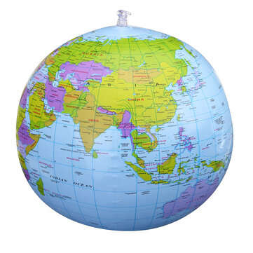 PVC Inflatable Globe Beach Ball Geography 16Inch World Map Educational Toys