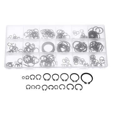 225Pcs C-Clip Snap C-type Circlip Kit External Retaining Ring Assortment Set Black