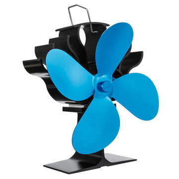 YL901 4 Leaves Eco Heat Powered Wood Stove Fan for Gas/Pellet/Log/Wood Buring Stov... (COLOR.: BLUE)