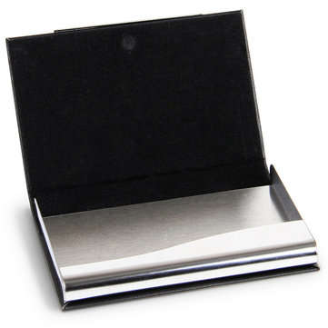 Deli 7628 Portable Magnetic Buckle Business Card Holder PU Leather Name Card Case Business ID Credit