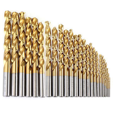 Drillpro 25Pcs Titanium Coated M42 Twist Drill Bit 8% High Cobalt HSS Drill Bit Set Industrial Grade