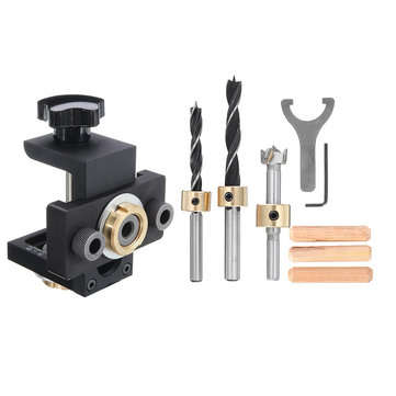Upgrade Woodworking Drilling Locator Guide Wood Dowel Hole Drilling Guide Jig Drill Bit Kit Woodwork