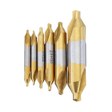 Drillpro 6pcs HSS Center Drill Bit 1/1.5/2/2.5/3/5mm 60 Degree Titanium Coated Countersink Drill Bit