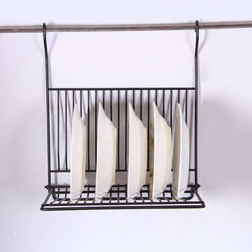 Foldable Kitchen Black Wall Hanging Dish Storage Shelf Organizer Rack Holder NO Drill for Space Savi