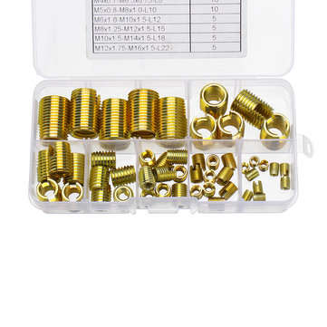 50Pcs/Set Carbon Steel M3-M12 Insert Self-tapping Thread Slotted Screw Thread Inserts Thread Nut Rep