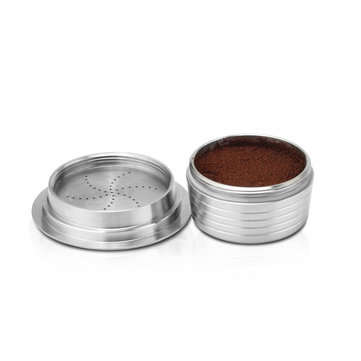 Stainless Steel Refillable Coffee Capsule Cup Reusable Coffee Pods w/ Pods Holder Spoon Brush for La