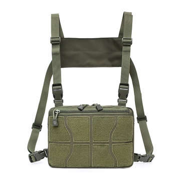 Chest Bag Tactical Vest Chest Rig Bag Hip Hop Pouch Waistcoat Waterproof Unisex (COLOR.: GREEN)