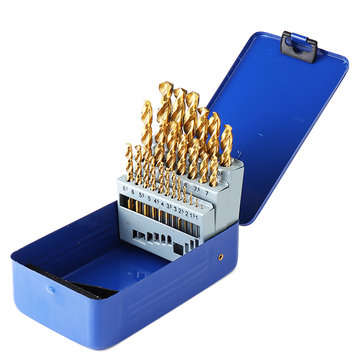 Drillpro 25Pcs Titanium Coated M42 Twist Drill Bit 8% High Cobalt HSS Drill Bit Set Industrial Grade