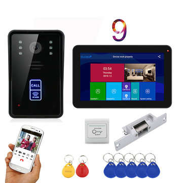 ENNIO 9 inch Wireless Wifi RFID Video Door Phone Doorbell Intercom Entry System with NO Electric Doo