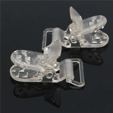 10pcs T-Shaped Plastic Clear Dummy Soother Pacifier Holder Badge Clips Suspender