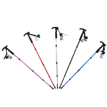 Outdoor Adjustable Trekking Pole 4 Sections Walking Stick Crutch Camping Climbing Alpenstock Cane